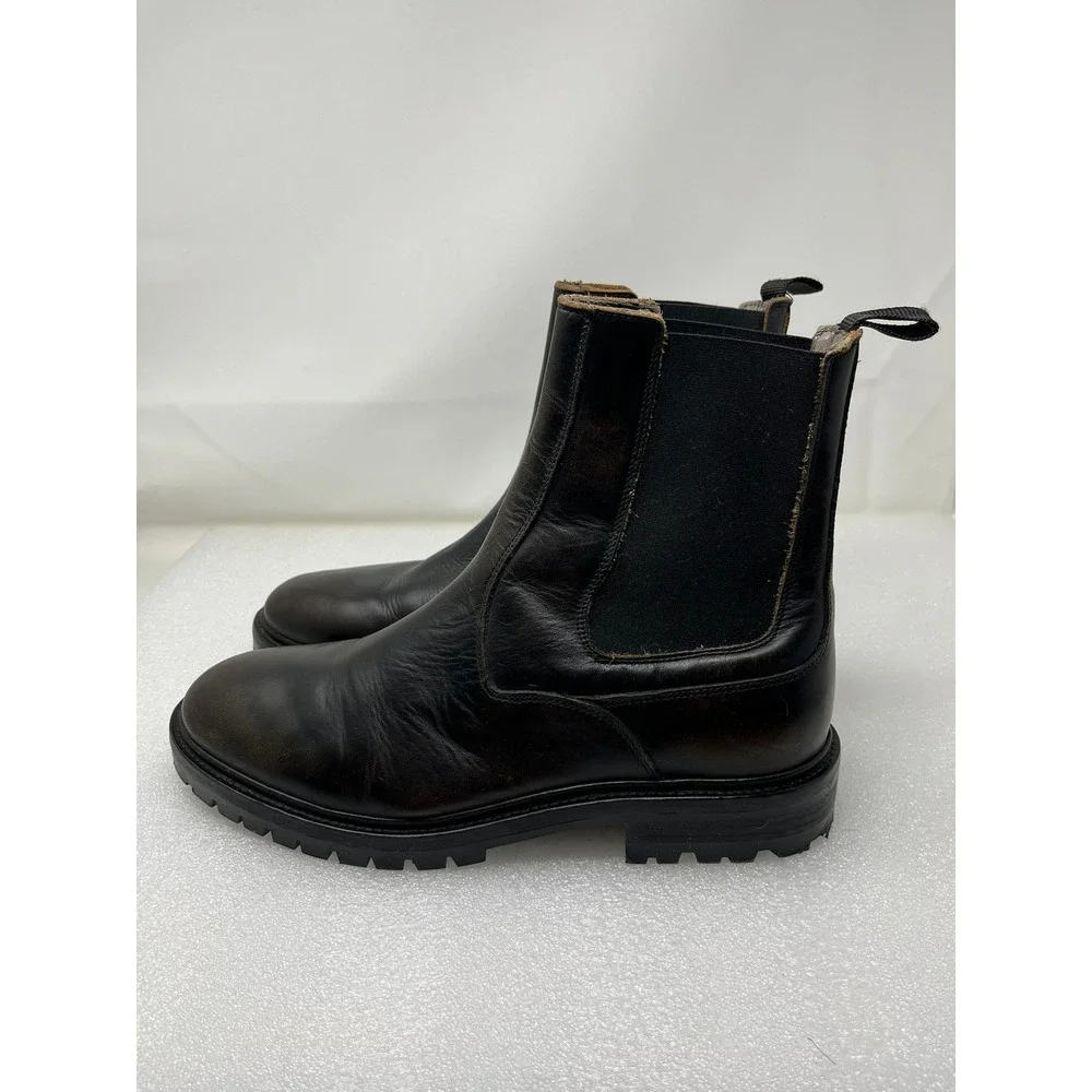 AllSaints Mens 11 Leather Chelsea Boots Dark Brown Lug Sole Distressed 01-11-94